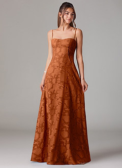 Azazie Valentine Suknie dla druhen Linia A Dekolt w kształcie serca Kwiatowe wypalenie Do ziemi Sukienka image1