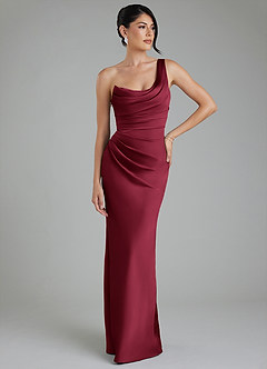 Azazie Sabrina Bridesmaid Dresses Burgundy Mermaid Corset Stretch Satin Dress image7