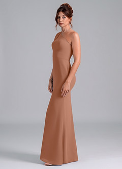 Azazie Rinna Bridesmaid Dresses Bronzer Mermaid One Shoulder Chiffon Dress image4
