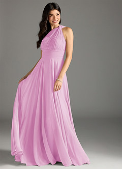 Azazie Charlize Bridesmaid Dresses Candy Pink A-Line One Shoulder Chiffon Dress image3