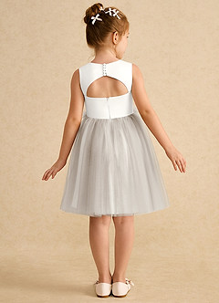 Azazie Louisa Flower Girl Dresses Ivory Frost A-Line Sleeveless Tulle Dress image2
