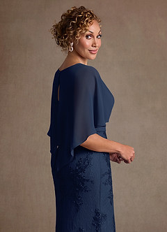 Azazie Amrita Mother of the Bride Dresses Dark Navy Mermaid Lace Chiffon Dress image6