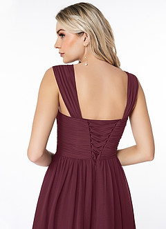 Azazie Angie Bridesmaid Dresses Cabernet A-Line Corset Chiffon Dress image3