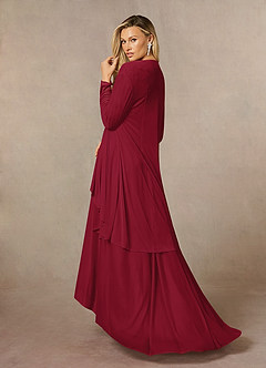 Azazie Anne Mother of the Bride Dresses Burgundy Sheath Sweetheart Sequins Lace Dress image2
