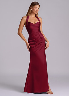 Azazie Destiny Bridesmaid Dresses Burgundy Mermaid Sweetheart Neckline Stretch Satin Dress image3