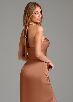 Azazie Serenity Robes de demoiselle d'honneur Robe Sirène en Satin extensible Décolleté en cœur Bronze image2