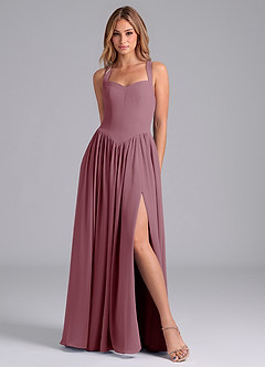 Azazie Francis Bridesmaid Dresses Vintage Mauve A-Line Corset Chiffon Dress image3