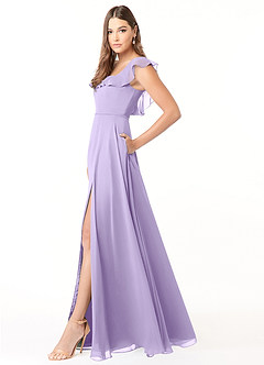 Azazie Jinny Bridesmaid Dresses Lilac A-Line Square Neckline Ruched Chiffon Dress image6