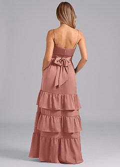 Azazie Nathalia Bridesmaid Dresses Rosette A-Line Pleated Stretch Satin Dress image6