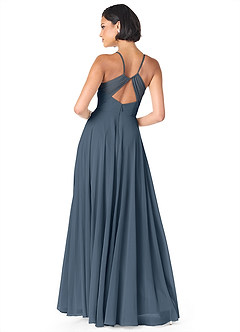 Azazie Avelina Bridesmaid Dresses Neptune A-Line V-Neck Pleated Chiffon Dress image2