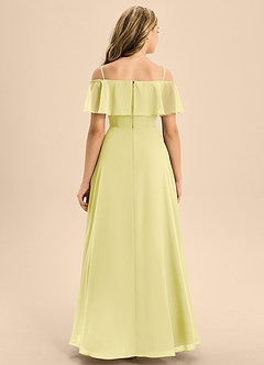 Azazie Maggie Junior Lemon Sorbet A-Line Off the Shoulder Chiffon Dress image6