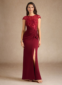 Azazie Santa Clarita Mother of the Bride Dresses Burgundy Mermaid Sequins Stretch Crepe Dress image4