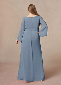 Azazie Belinda Mère de la mariée Robes Robe Trapèze en Mousseline de soie Col V plissé Violet Crépusculaire image7