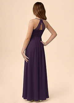 Azazie Ginny Junior Plum A-Line Pleated Chiffon Dress image2
