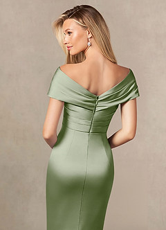 Azazie Ludlow Mother of the Bride Dresses Dusty Sage Mermaid Pleated Stretch Satin Dress image5