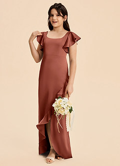 Azazie Demi Junior Klänning av A-Line i Stretch Satin Rosett image4