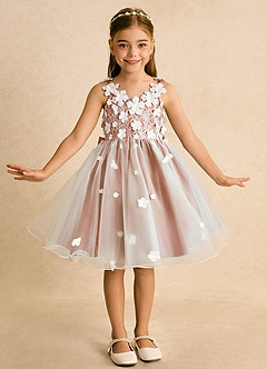 Azazie Junebug vestidos de niña de las flores Vestido de Marfil Mai Tai de Tul de Princesa con Encaje image3