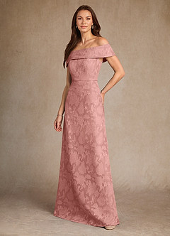 Azazie Medford Mother of the Bride Dresses Rosette A-Line Off the Shoulder Floral Burnout Dress image5