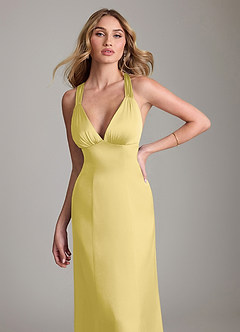 Azazie Cemion Final Sale Dusty Sage A-Line Stretch Satin Dress image6