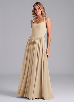 Azazie Francis Bridesmaid Dresses Champagne A-Line Corset Chiffon Dress image5