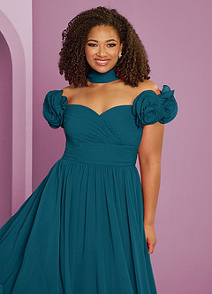 Barbie ♥ Azazie Bridesmaid Dresses Ink Blue A-Line Off the Shoulder Chiffon Convertible Dress image20