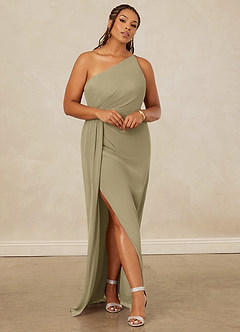 Christian Siriano Bridal for Azazie 1003 Bridesmaid Dresses Moss Green Sheath One Shoulder Chiffon Dress image8