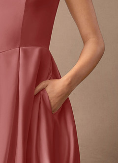 Azazie Fulton Moeder van de bruid jurken A-Lijn Jurk van Stretch Satijn Geplooid Antieke Roos image7