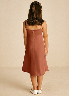Azazie Zuzu Flower Girl Dresses Cedar Rose A-Line Spaghetti Strap Stretch Satin Dress image2