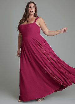 Azazie Shaude Bridesmaid Dresses Burgundy A-Line Pleated Chiffon Dress image5