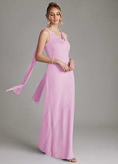 Azazie Essence Bridesmaid Dresses Candy Pink Sheath Chiffon Dress image6