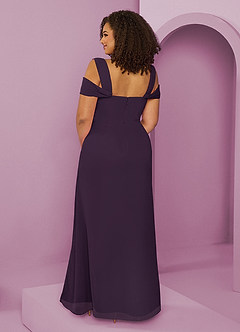 Barbie ♥ Azazie Bridesmaid Dresses Plum A-Line Off the Shoulder Chiffon Dress image8