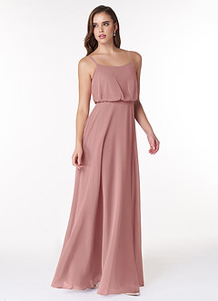 Azazie Lupe Bridesmaid Dresses Dusty Rose A-Line Scoop Blouson Chiffon Dress image4