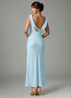 Azazie Kieryn Bridesmaid Dresses Sky Blue Mermaid Pleated Stretch Satin Dress image5