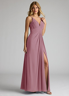 Azazie Maren Allure Bridesmaid Dresses Vintage Mauve A-Line V-Neck Lace Chiffon Dress image4