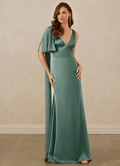 Christian Siriano Bridal for Azazie 1011 Bridesmaid Dresses Eucalyptus Mermaid Bow Stretch Satin Dress image5