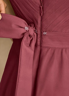 Azazie Rylie vestidos de niña de las flores Vestido Merlot de Tul de Línea A con Encaje image6