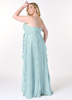Azazie Peyton Bridesmaid Dresses Sea Glass A-Line Ruched Chiffon Dress image10
