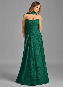 Azazie Gabriela Bridesmaid Dresses Emerald A-Line Strapless Floral Burnout Dress image3
