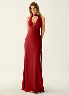 Wrenllien Ruby Red Satin Prom Dress image5