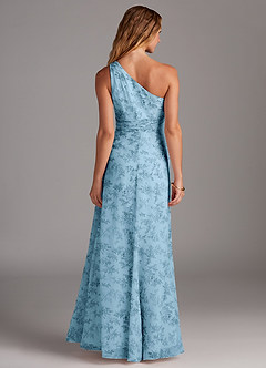 Azazie Dallas Bridesmaid Dresses Blue Fern Floral A-Line One Shoulder Chiffon Dress image4