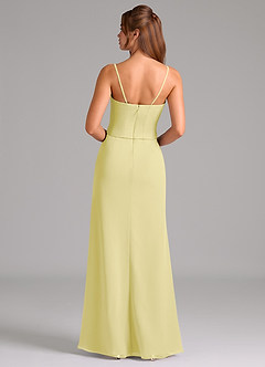 Azazie Jenine Brautjungfernkleider Meerjungfrau-Linie Schulterfrei Chiffon Kleid Zitronensorbet image7