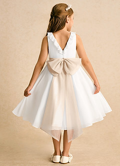 Azazie Dani Flower Girl Dresses Ivory White Alabaster A-Line Bow Chiffon Dress image2