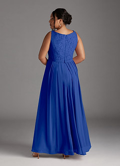 Azazie Ainsling Mother of the Bride Dresses Royal Blue A-Line Square Neckline Lace Chiffon Dress image16