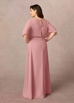 Azazie Oksana Abiti per la Madre della Sposa Abito A-Line in Chiffon con Scollo a V a Pieghe Rosa Polverosa image9
