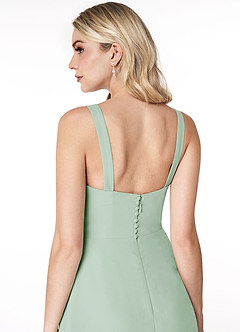 Azazie Jay Bridesmaid Dresses Agave A-Line Square Neckline Side Slit Chiffon Dress image6