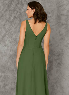 Azazie Kori Final Sale Olive A-Line Pleated Chiffon Dress image5