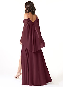 Azazie Cienna Bridesmaid Dresses Cabernet A-Line Off the Shoulder Chiffon Dress image5