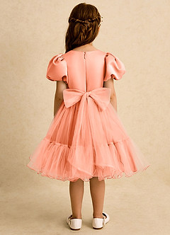 Azazie Cocoa Jurken voor bloemenmeisjes Baljurk Jurk van Tule Geplooid Zonsondergang image6