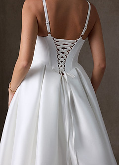 Azazie Anijah Wedding Dresses Diamond White Ball-Gown Stretch Mikado Dress image7