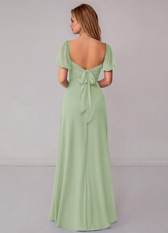 Azazie Fatima Bridesmaid Dresses Dusty Sage A-Line with Pockets Chiffon Dress image5